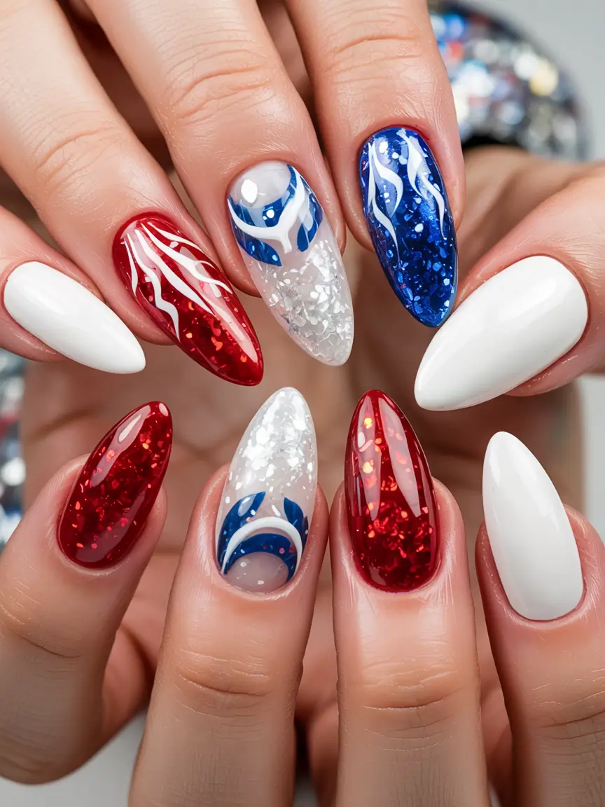 Festive 4th of July Nails to Try in 2025 Glossy Glitz & Patriot Flames