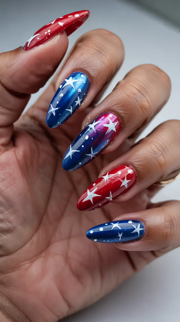 Festive 4th of July Nails to Try in 2025 Galaxy Glazed Americana