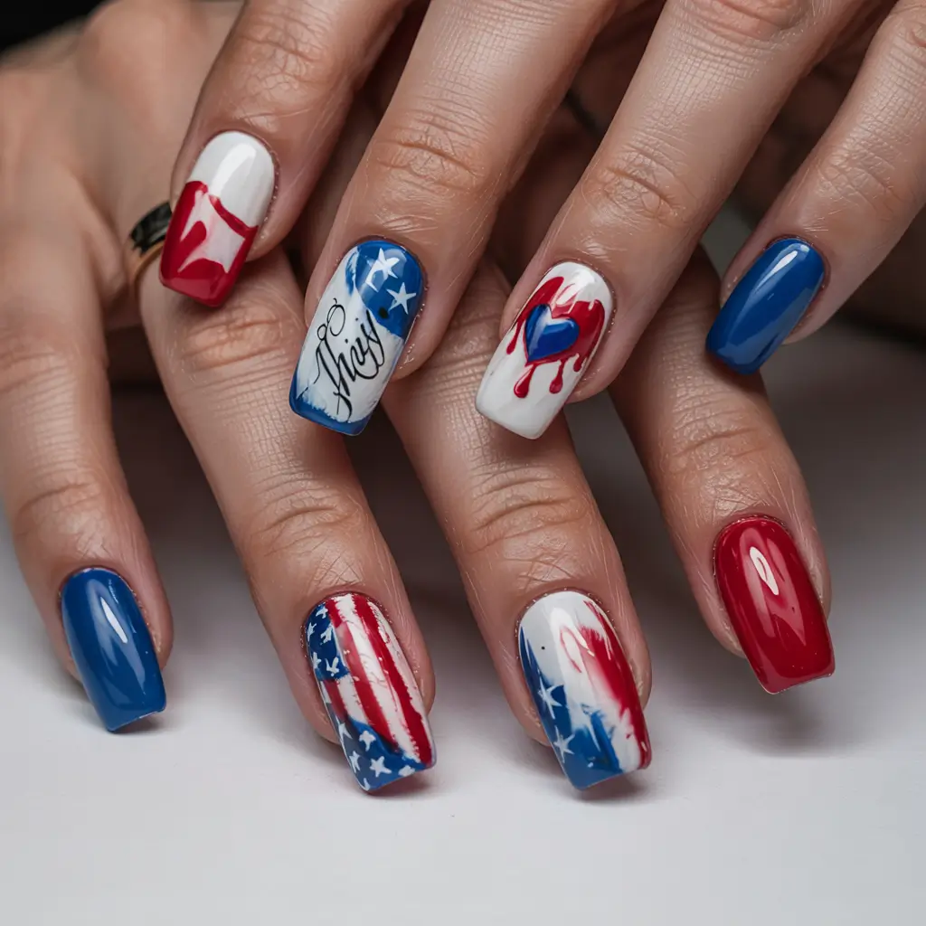 Festive 4th of July Nails to Try in 2025+Brushstroke Art & Heartfelt Detail