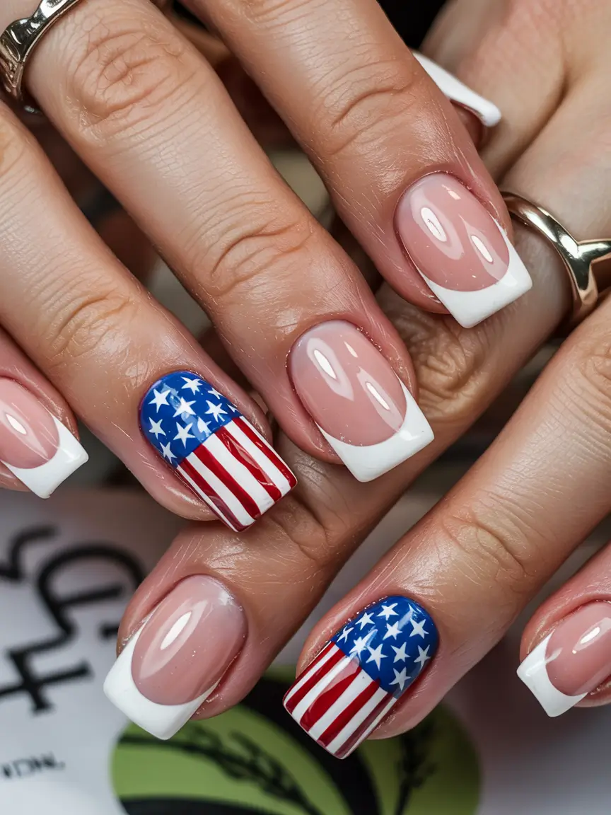 Festive 4th of July Nails to Try in 2025+Classic French with a Patriotic Twist