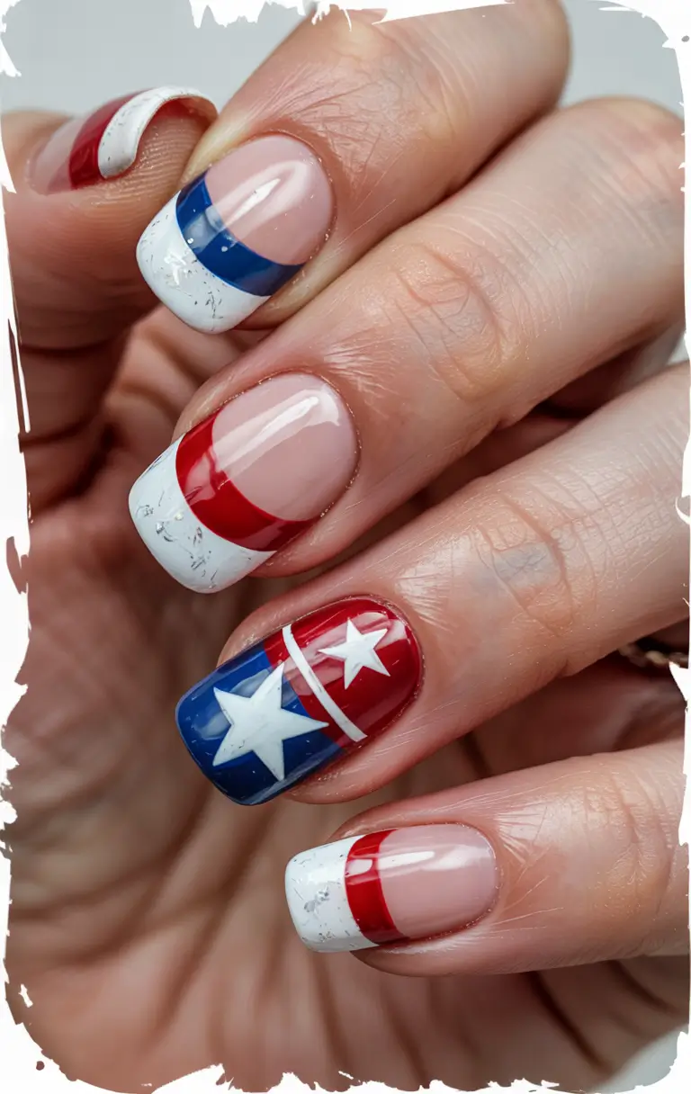 Festive 4th of July Nails to Try in 2025+Modern Americana French Tips