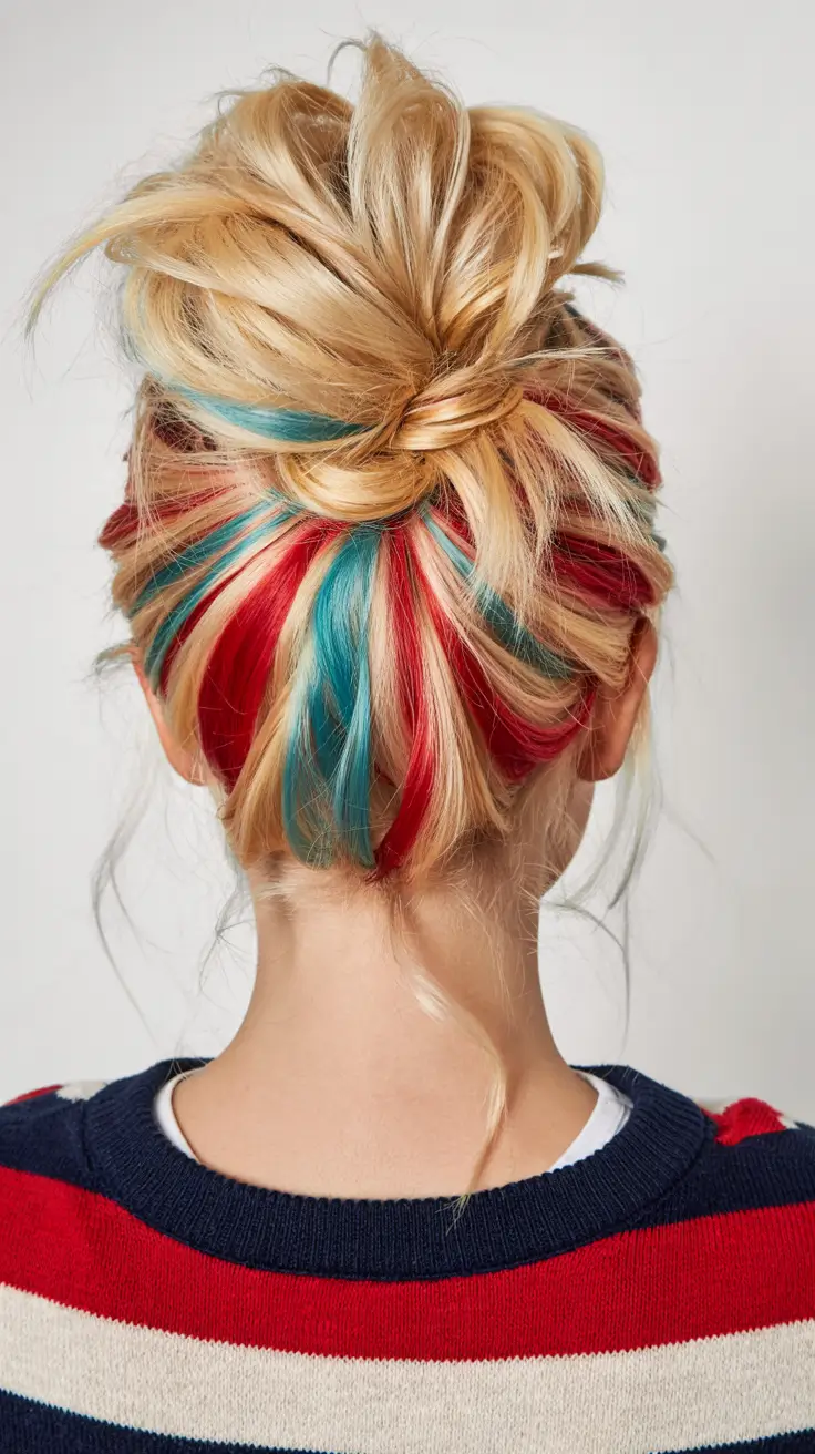 Festive July 4th 2025 Hairstyles to Try Hidden Firework Underdye