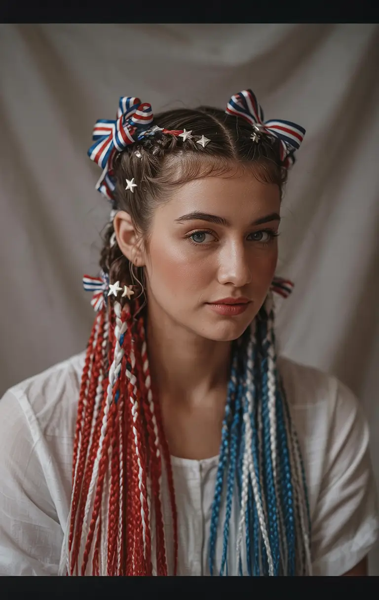 Festive July 4th 2025 Hairstyles to Try Red White Braided Royalty