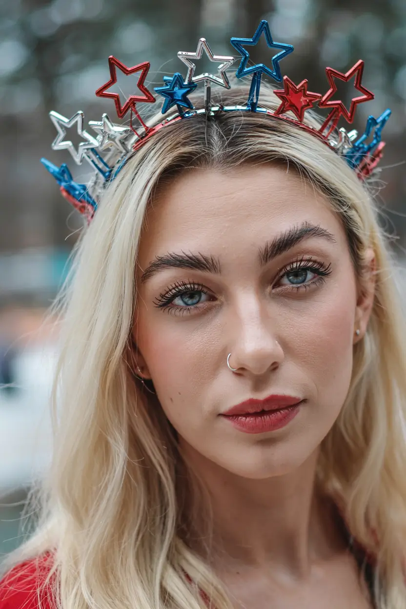 Festive July 4th 2025 Hairstyles to Try Galactic Star Crown Shine