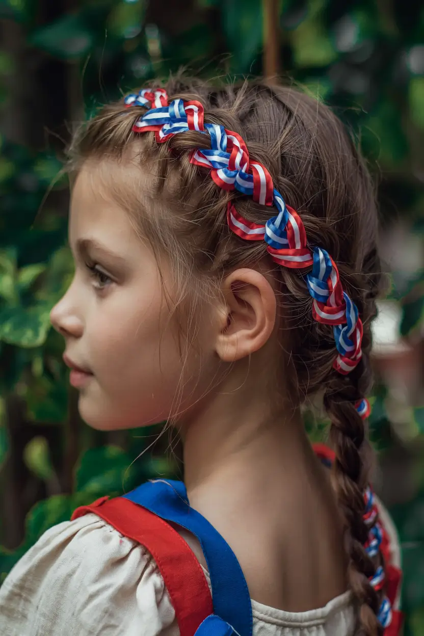 Festive July 4th 2025 Hairstyles to Try Ribbon Crown for Little Firecrackers