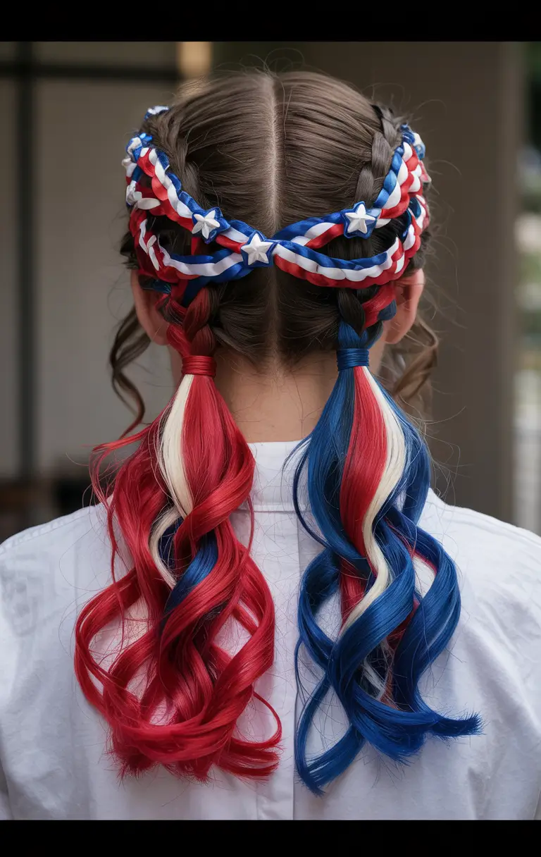 Festive July 4th 2025 Hairstyles to Try - All-Out Ribboned Fantasy for the Bold