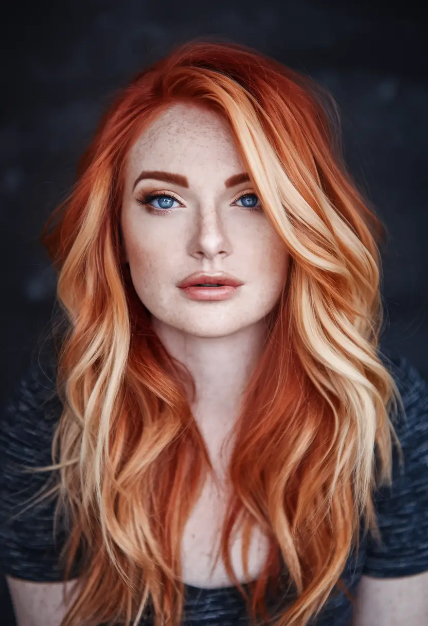 fourth of july hair ideas 2025 Dimensional Red-Orange Blonde with Lived-In Waves
