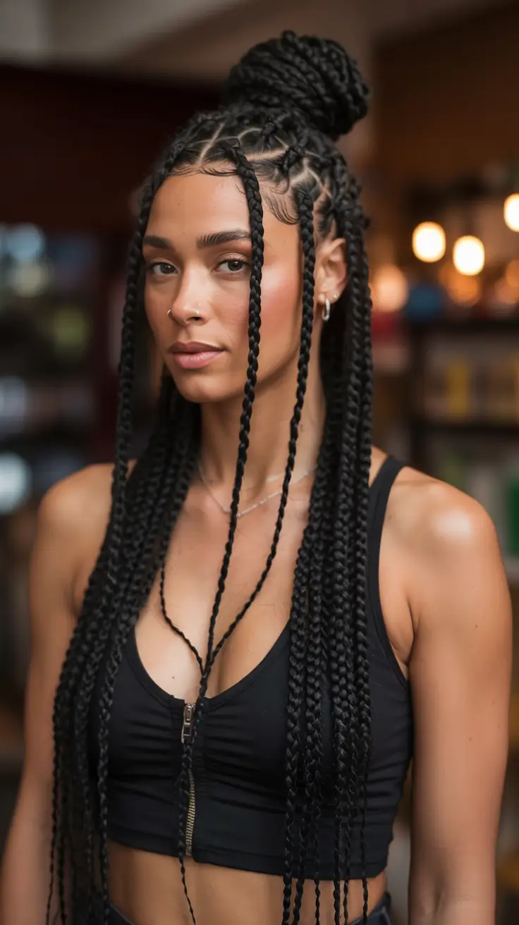 fourth-of-july-hair-ideas-2025-twist-top-knot-with-braided-drama