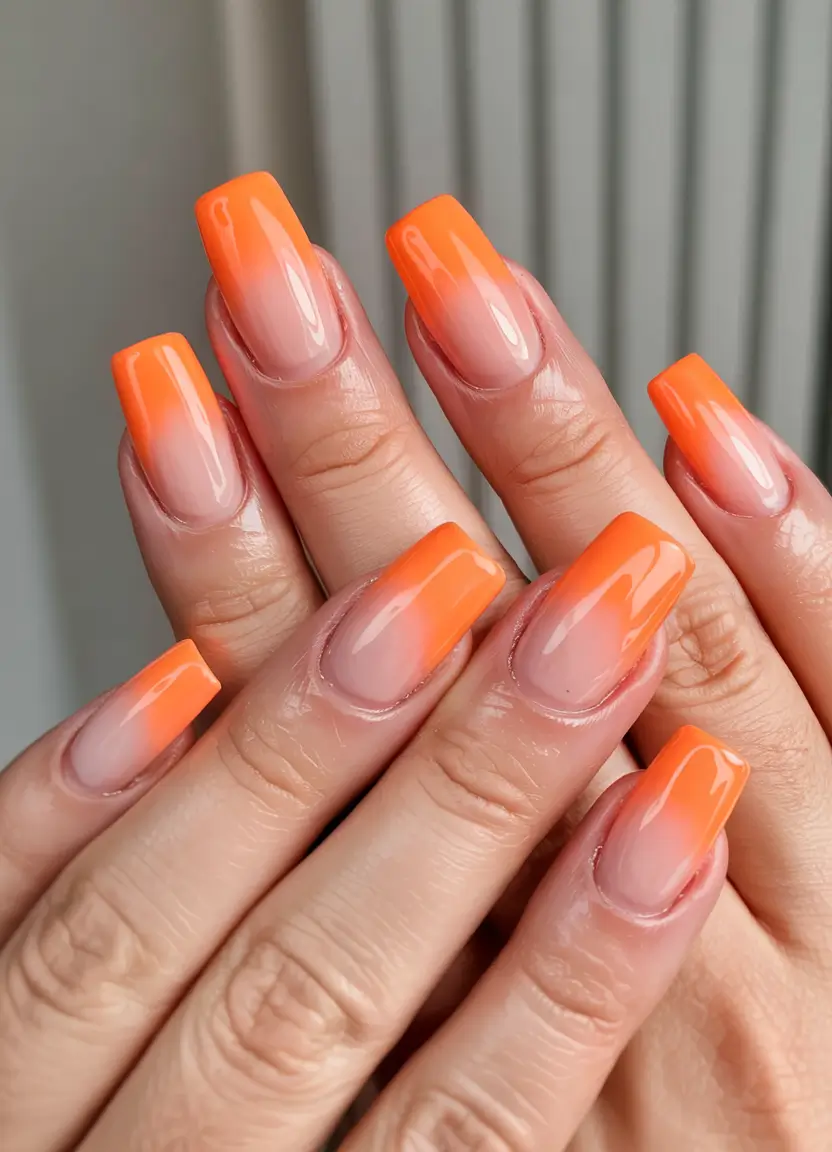 french tips for summer 2025+Tangerine Fade for Bright Days
