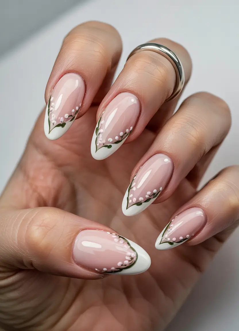 french tips for summer 2025+Lily of the Valley Whisper