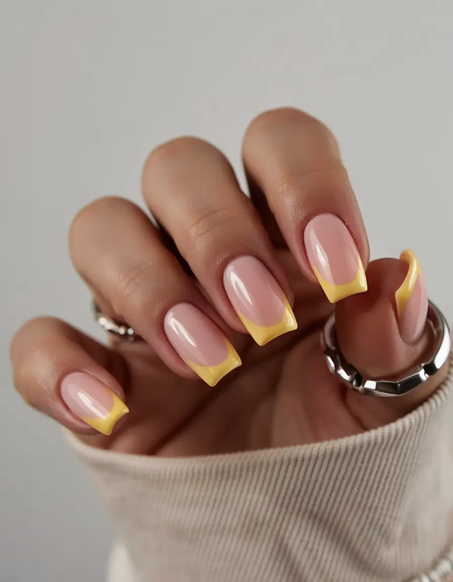 french tips for summer 2025 Lemon Glacé Minimalism