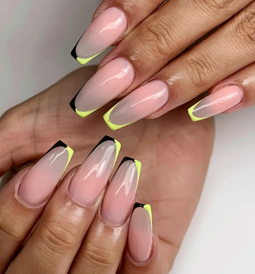 french tips for summer 2025 Midnight Lemon French