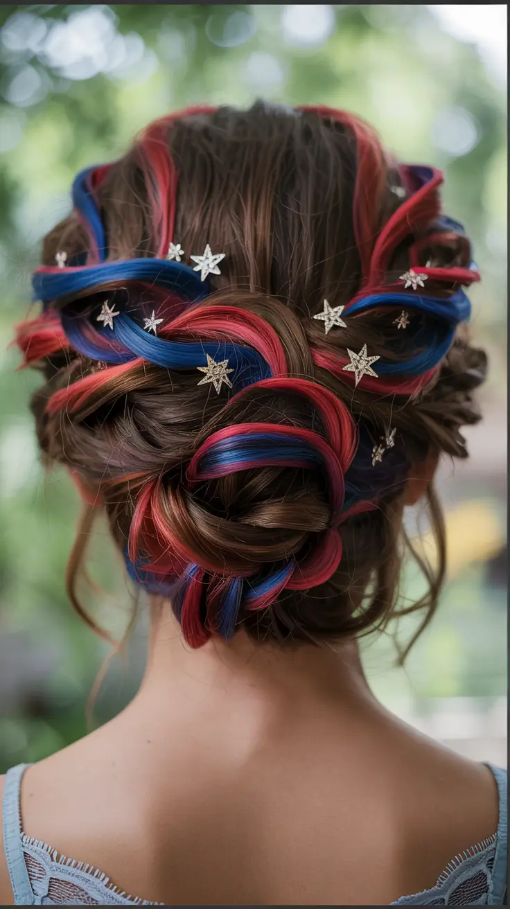 july hairstyles ideas 2025 Star-Kissed Fantasy Updo