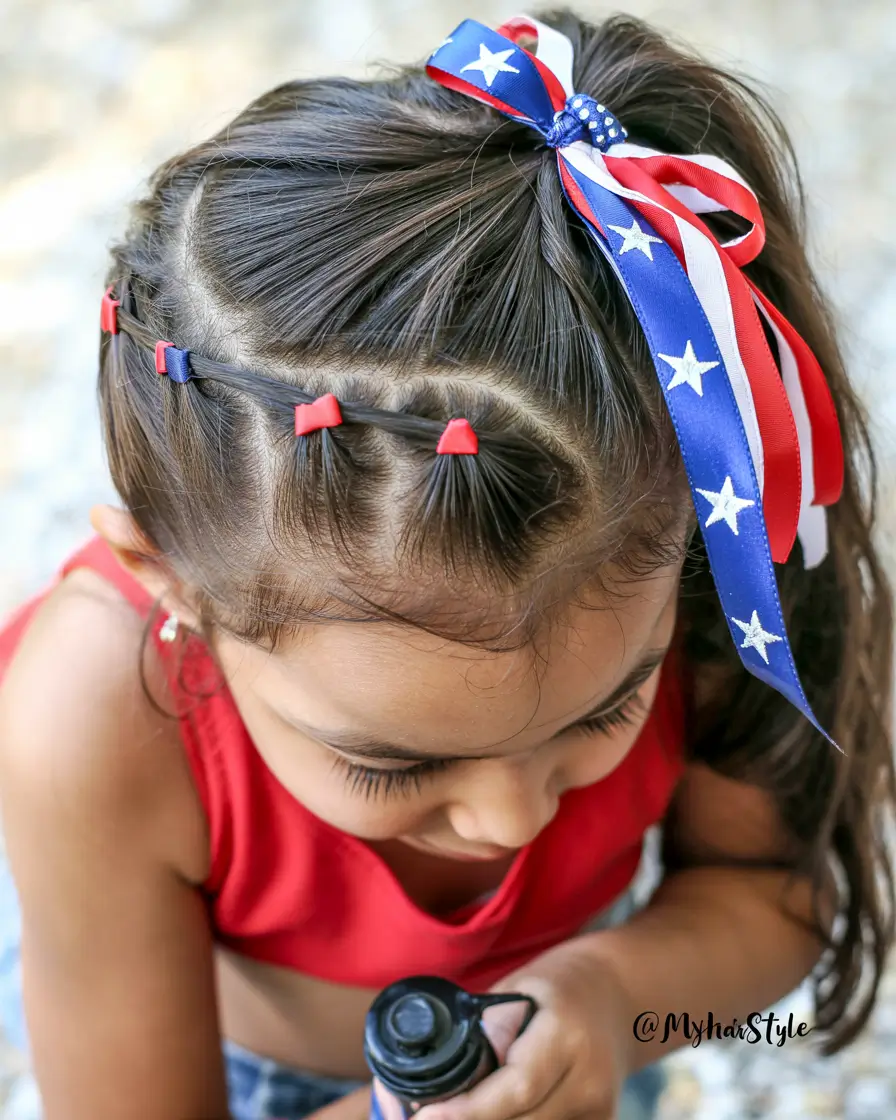 july hairstyles ideas 2025 Mini Twists & Star-Spangled Bows
