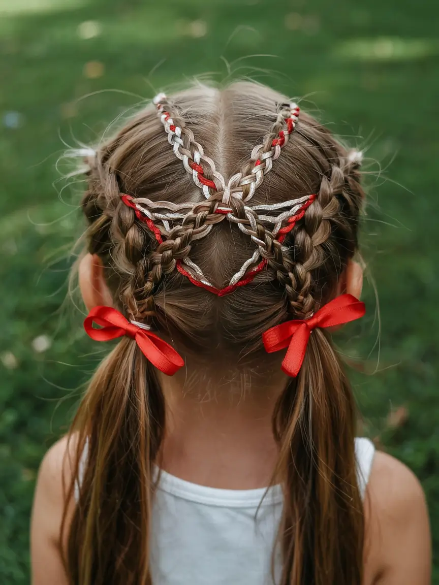 july hairstyles ideas 2025 Star-Pattern Braided Crown