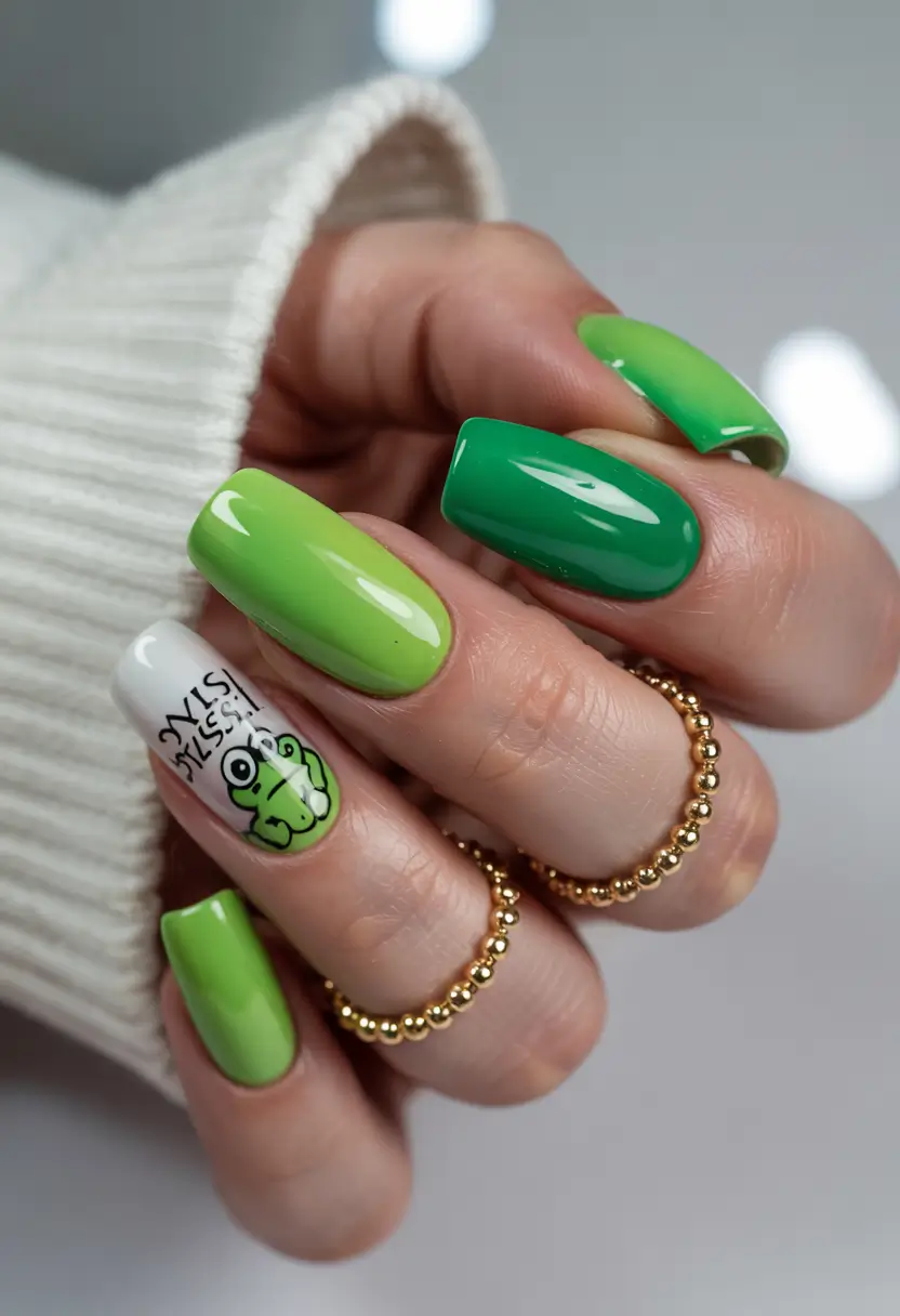 july nails ideas 2025 Frog Energy and Color Pop