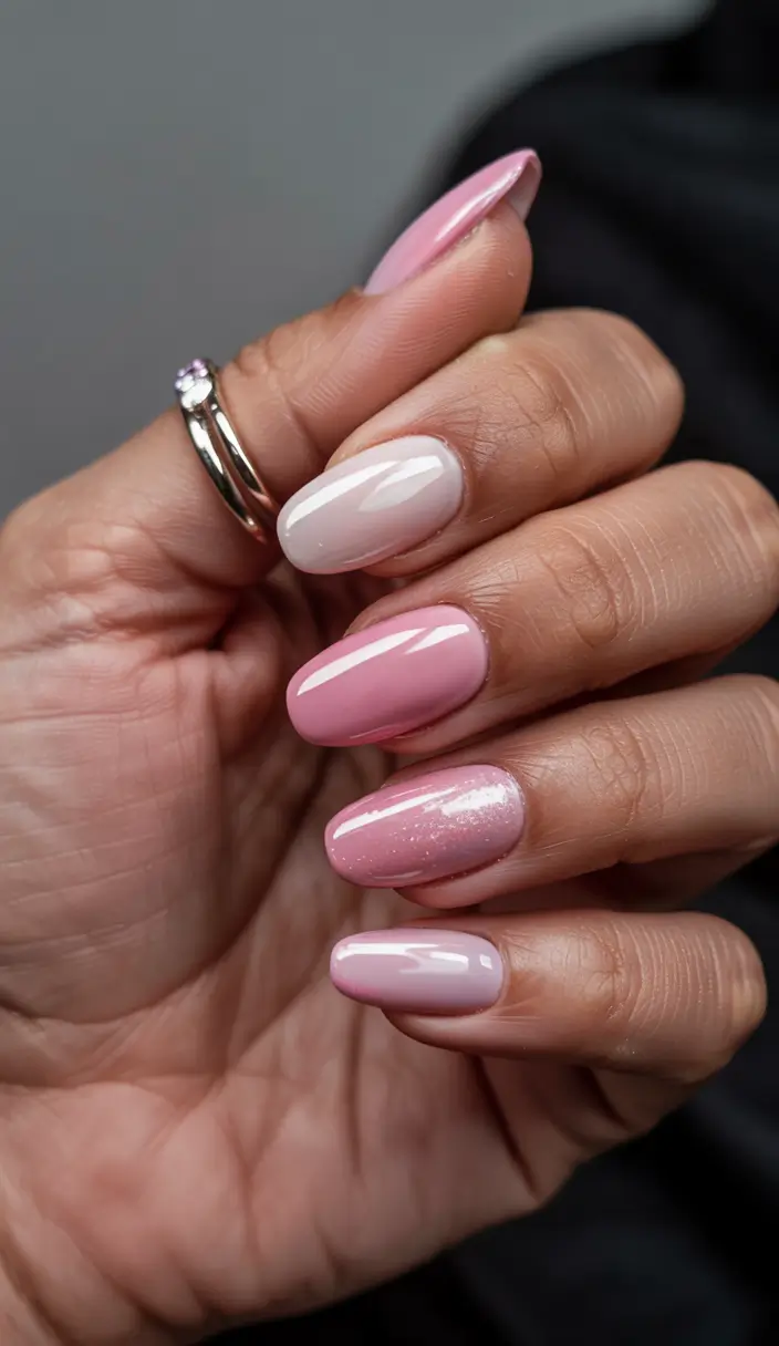 july nails ideas 2025 Pink Ombré That Feels Like Cotton Candy