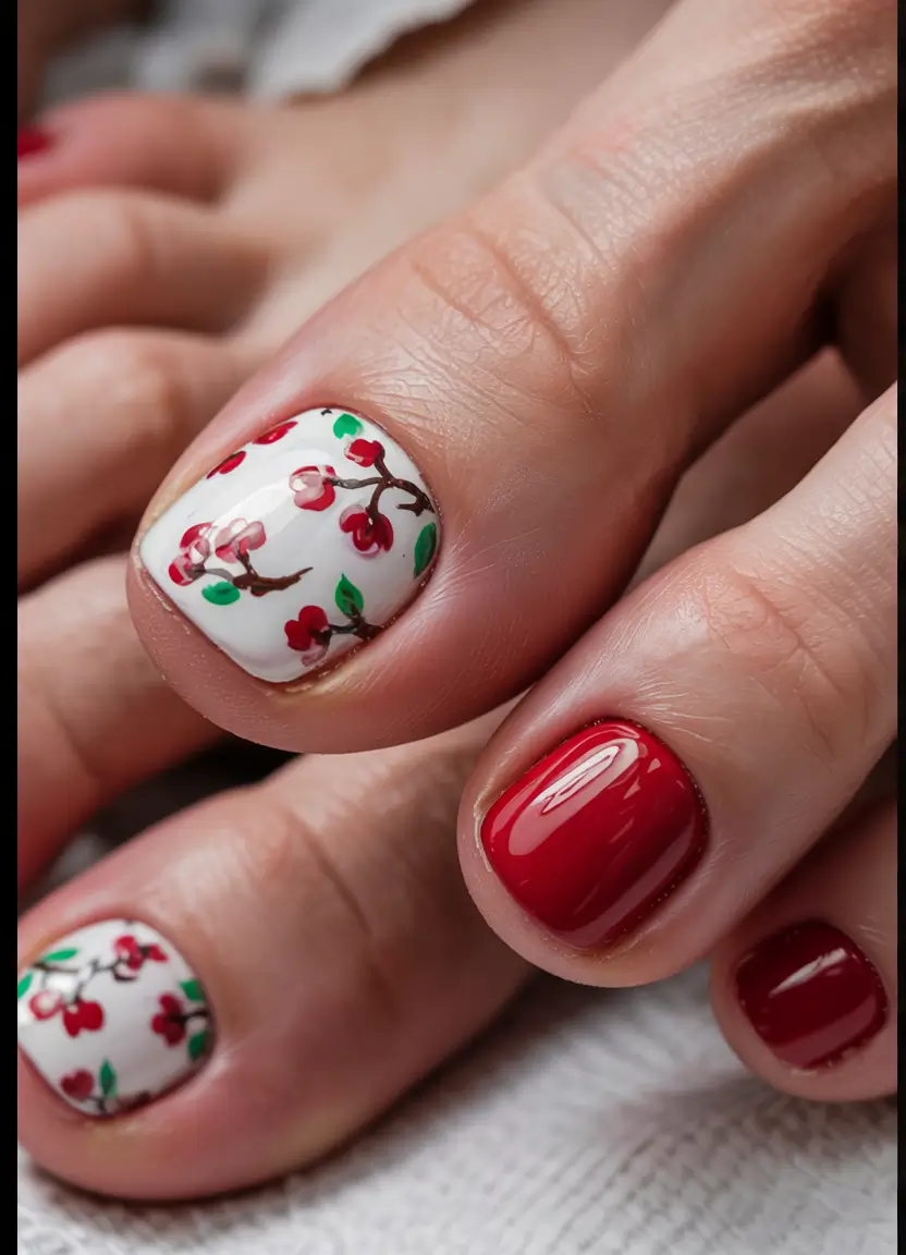 june-toe-nails-ideas-2025-cherry-red-sweet-vintage-vibe