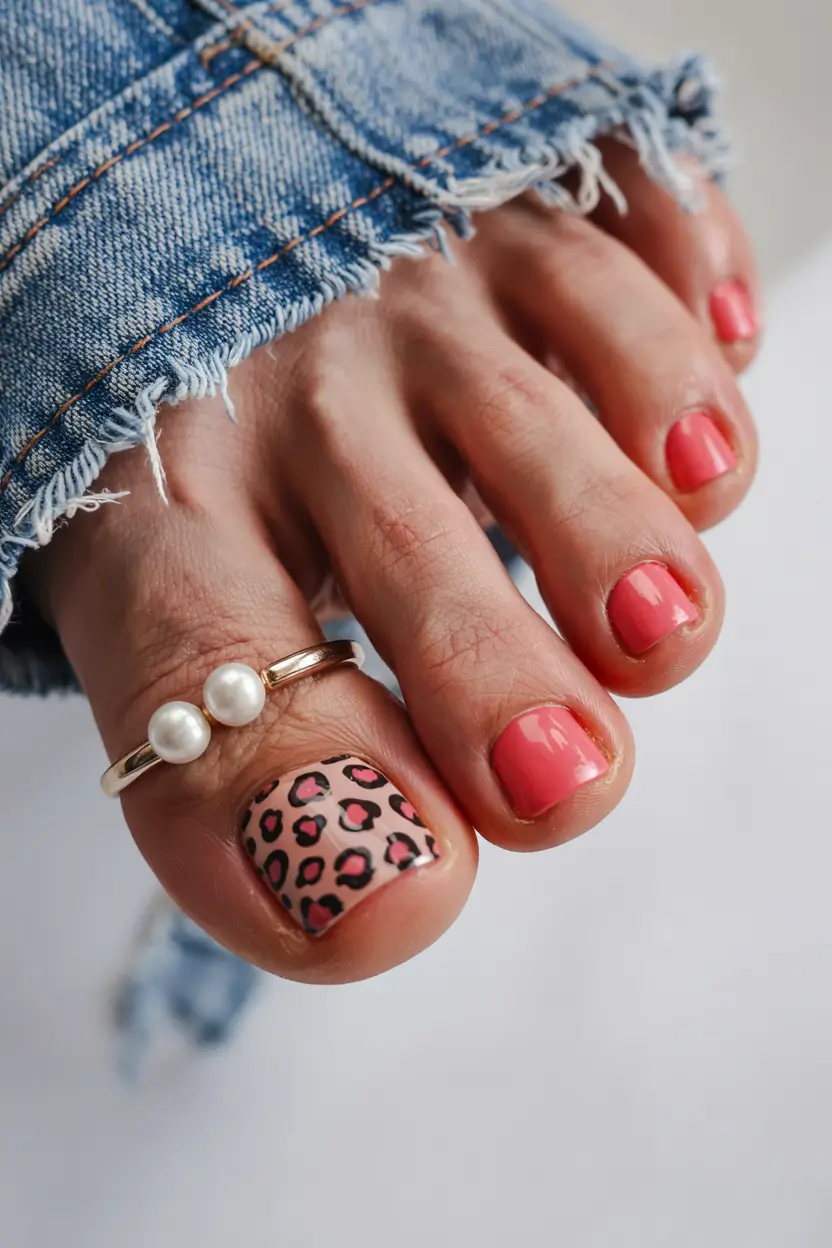 june toe nails ideas 2025 Coral Meets Wild