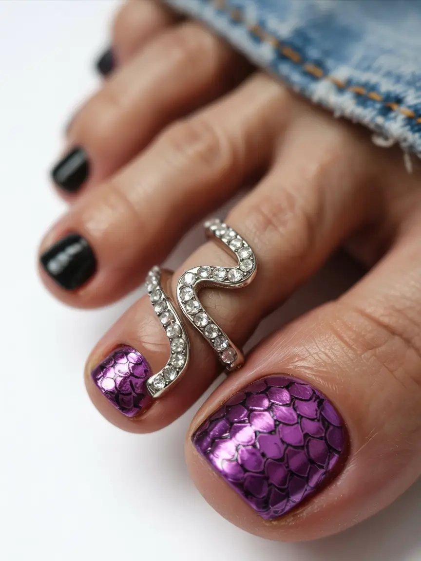 june toe nails ideas 2025 Mermaid Texture Vibes