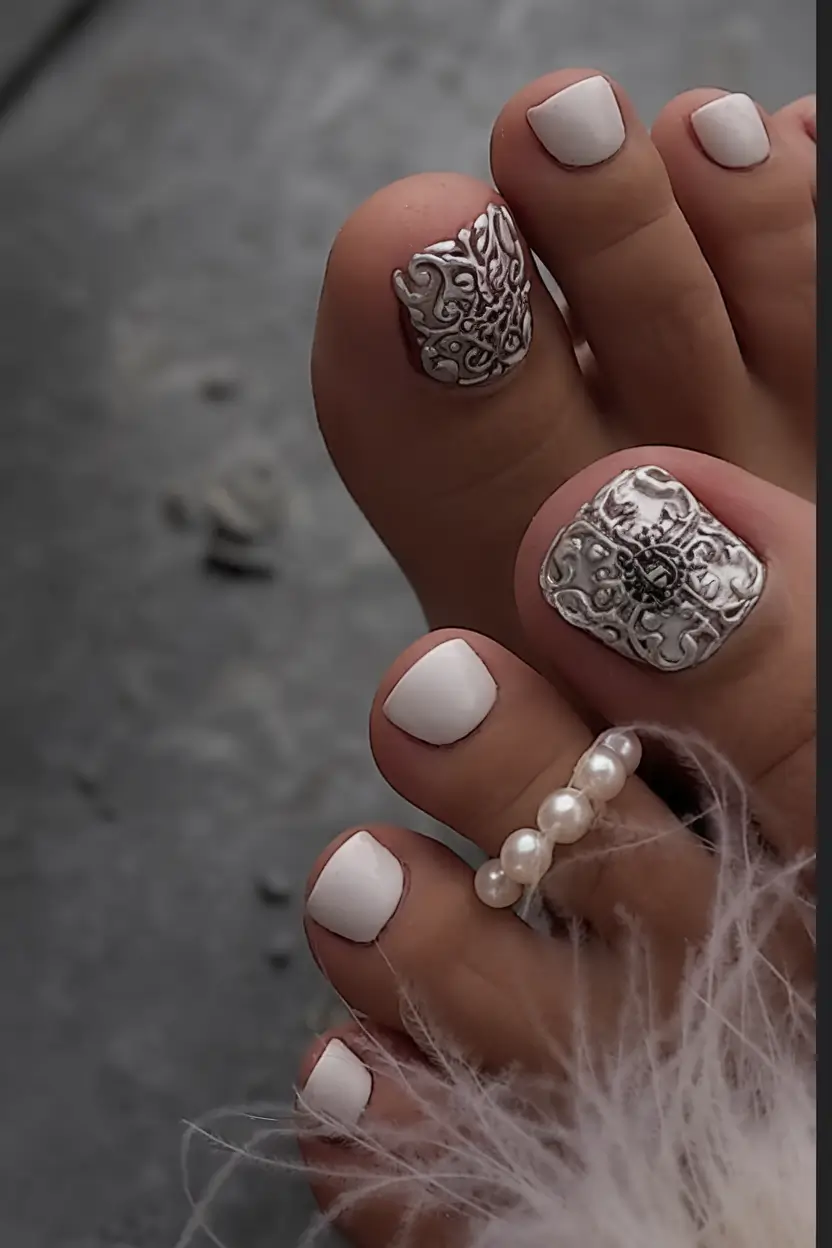june-toe-nails-ideas-2025-opulent-filigree-with-luxe-texture