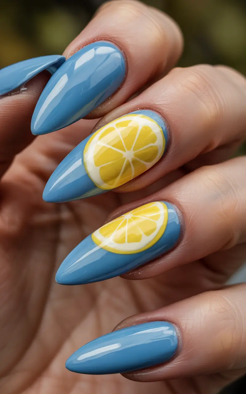 lemon nails designs ideas 2025 Ocean Zest Vibes