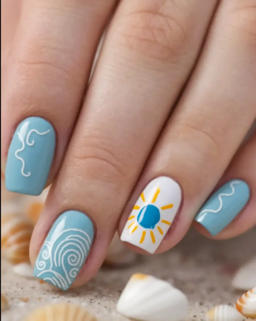must try nail designs for summer 2025+Beach Babe Energy