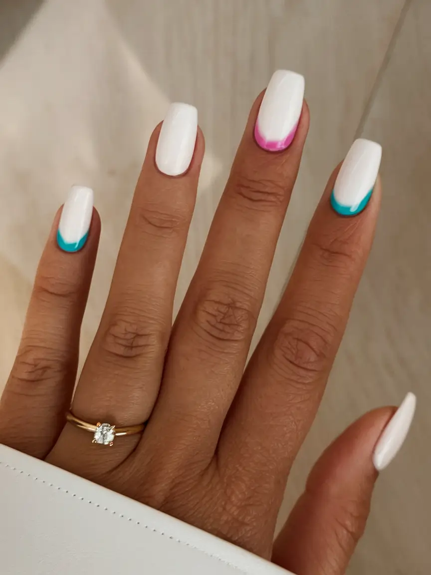 must try nail designs for summer 2025+Color Pop French Remix