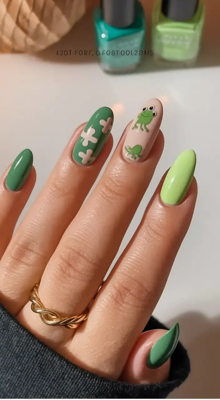 must try nail designs for summer 2025+Froggy Garden Party