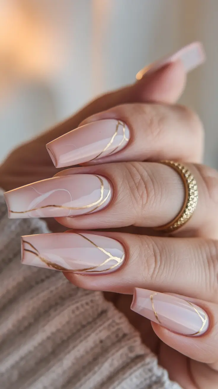 must try nail designs for summer 2025+Golden Line Whisper