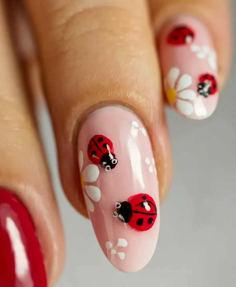 nail inspo for summer 2025 Ladybug Picnic Charm