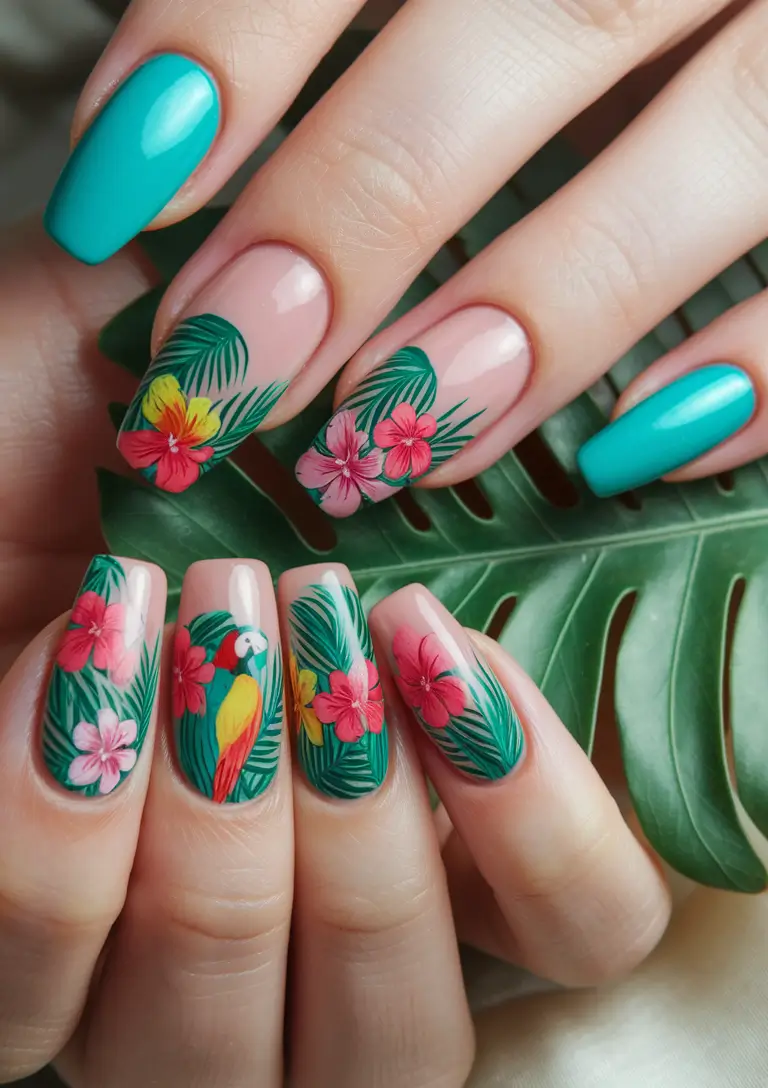 nail inspo for summer 2025 Tropical Paradise Energy