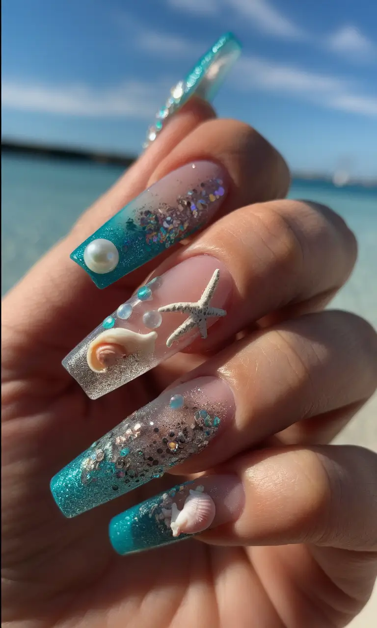 nail inspo for summer 2025 Ocean Treasure Vibes