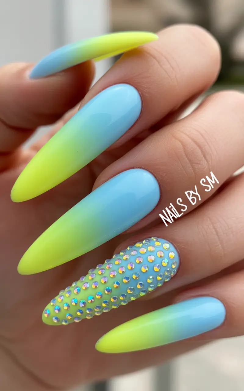 Ombre Looks for Summer 2025 Neon Lime Punch with Sunset Sparkle