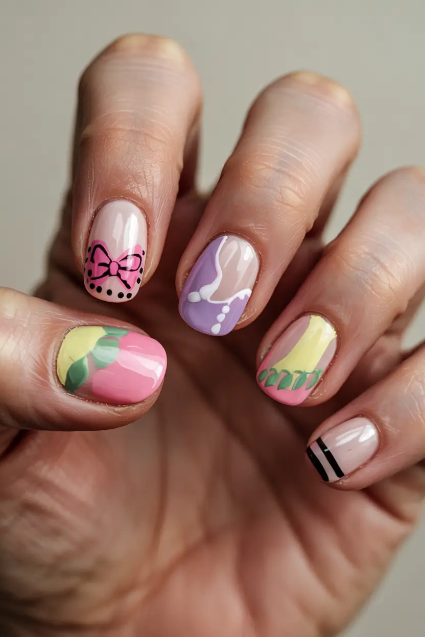 oval nail looks for summer 2025 Playful Pastels with a Y2K Twist