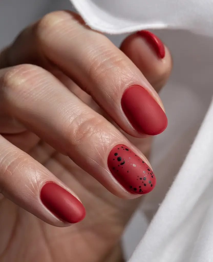 oval nail looks for summer 2025+Spicy Matte Speckle