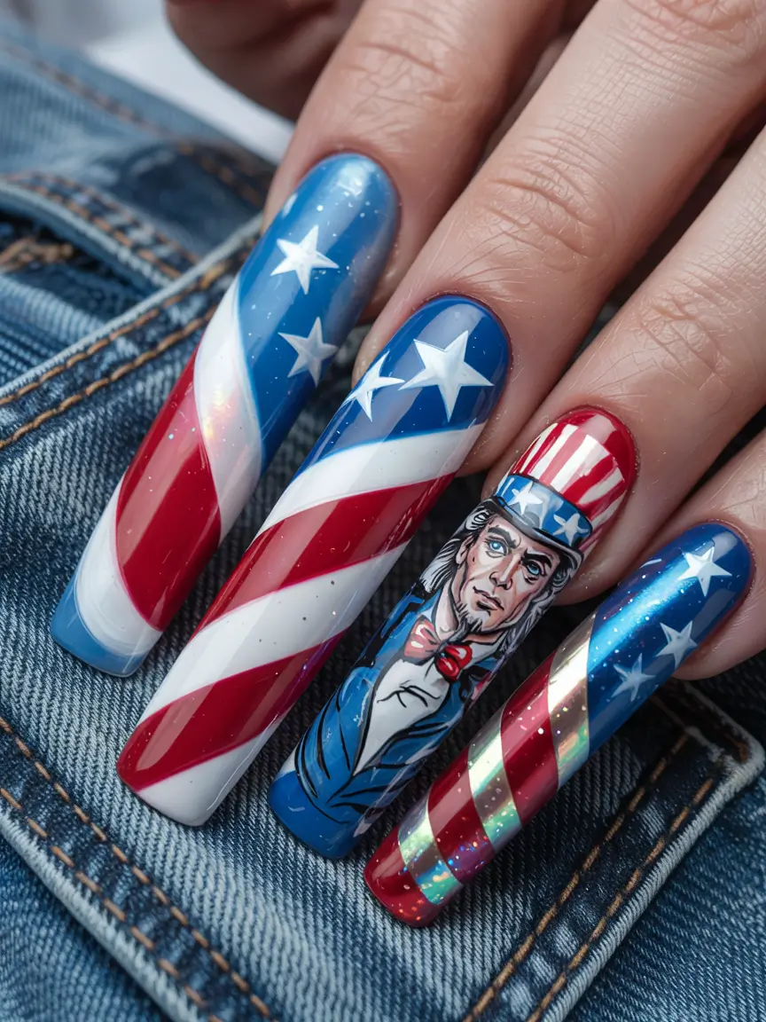 Patriotic Nail Inspo for 4th of July 2025+Uncle Sam Goes Vogue