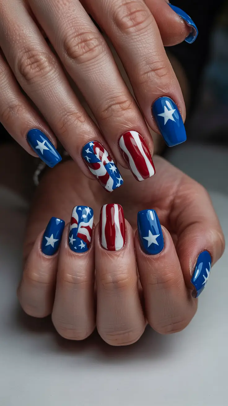 Patriotic Nail Inspo for 4th of July 2025 Classic Patriot Meets Pop Art