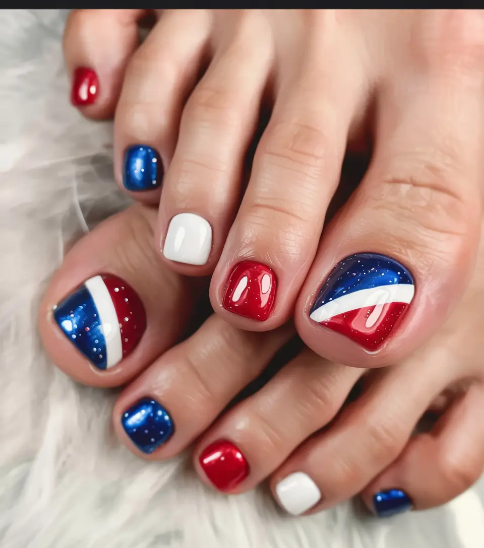 Patriotic Pedis for 4th of July 2025 - Glossy Americana Glam