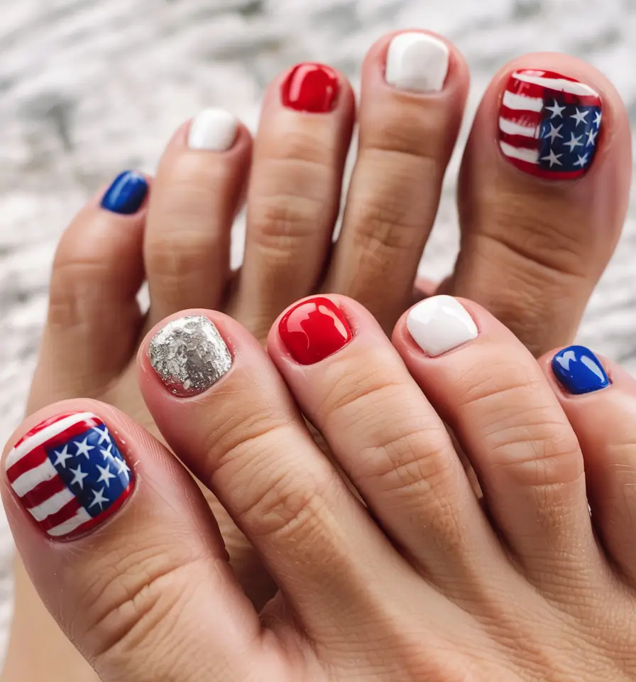 Patriotic Pedis for 4th of July 2025 - Stars, Stripes, and a Splash of Silver
