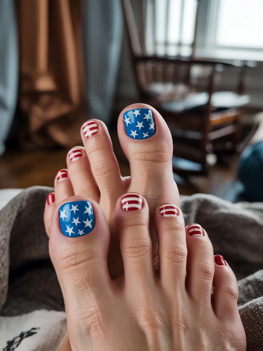 Patriotic Pedis for 4th of July 2025 - Stars, Stripes, and a Rocking Chair Moment