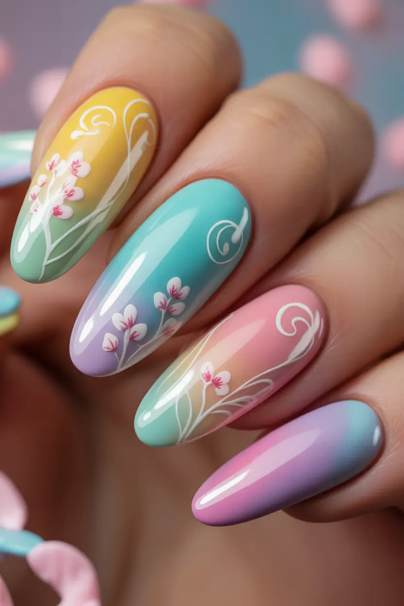 Pretty Nails You’ll Love in 2025 Pastel Ombre Blossoms