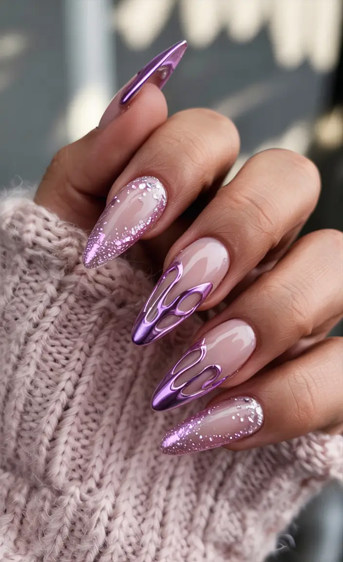Pretty Nails You’ll Love in 2025 Chrome Flames and Cotton Candy Sparkle