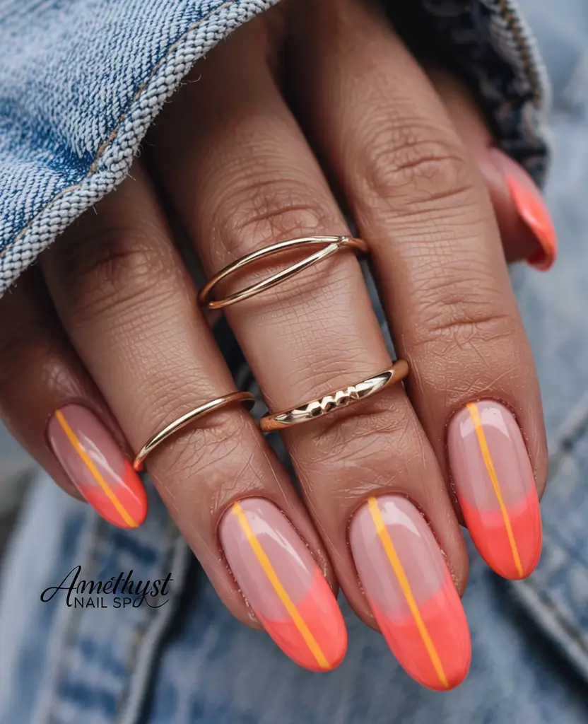 Pretty Nails You’ll Love in 2025 Sunset Sporty With Racing Stripe Energy