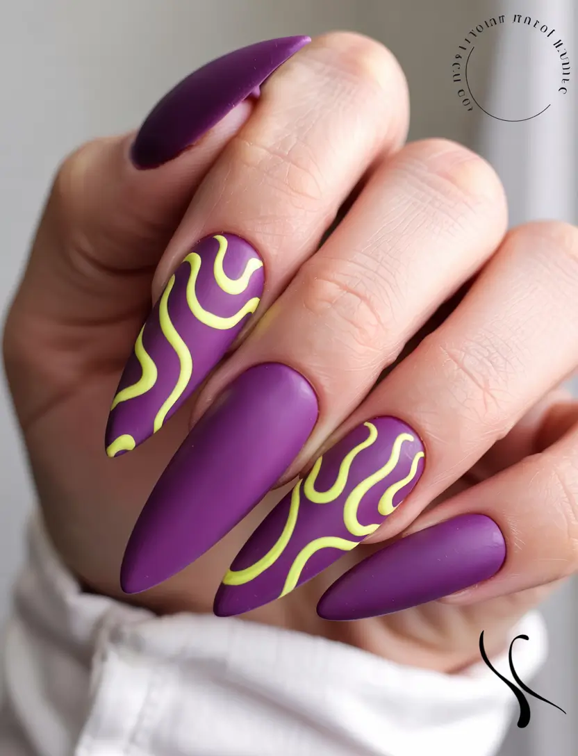 Purple Summer Nails You’ll Love in 2025 Ultra-Matte Violet Flames