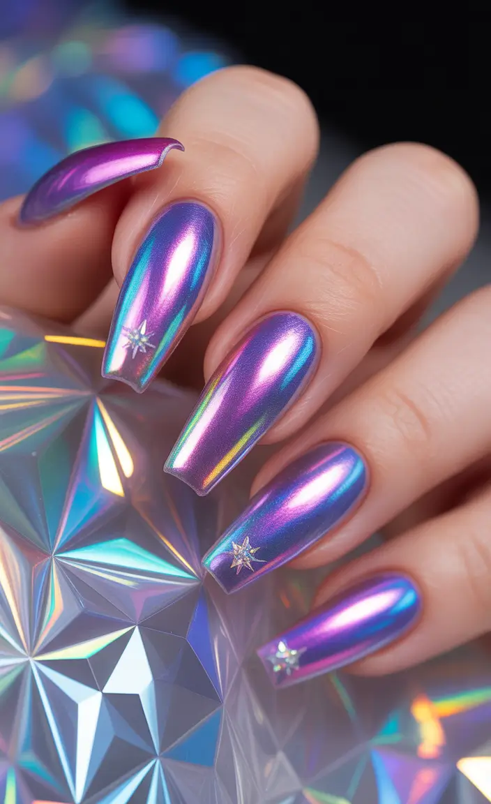 Purple Summer Nails You’ll Love in 2025 Galactic Mirror Magic