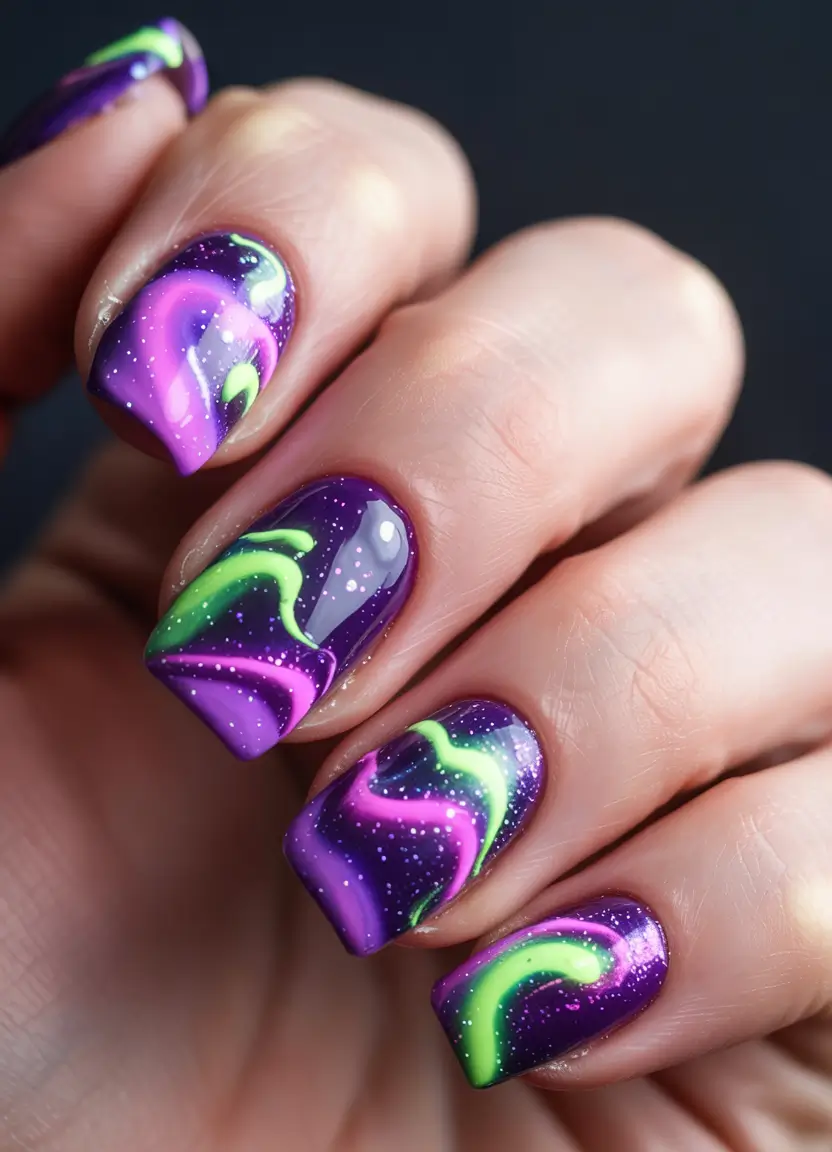 Purple Summer Nails You’ll Love in 2025 Cosmic Aurora Tips