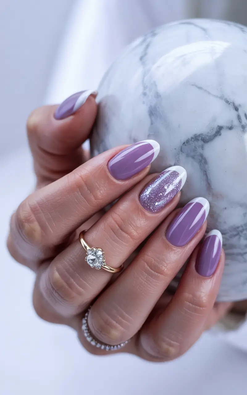 Purple Summer Nails You’ll Love in 2025 Elegant Lilac French with Glitter Accent