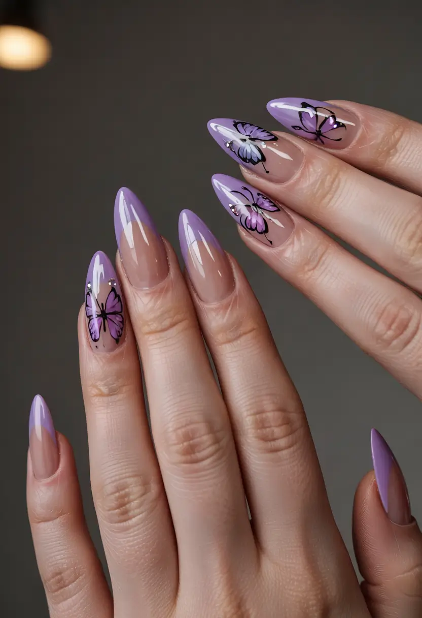 Purple Summer Nails You’ll Love in 2025 Lavender Butterflies in Flight