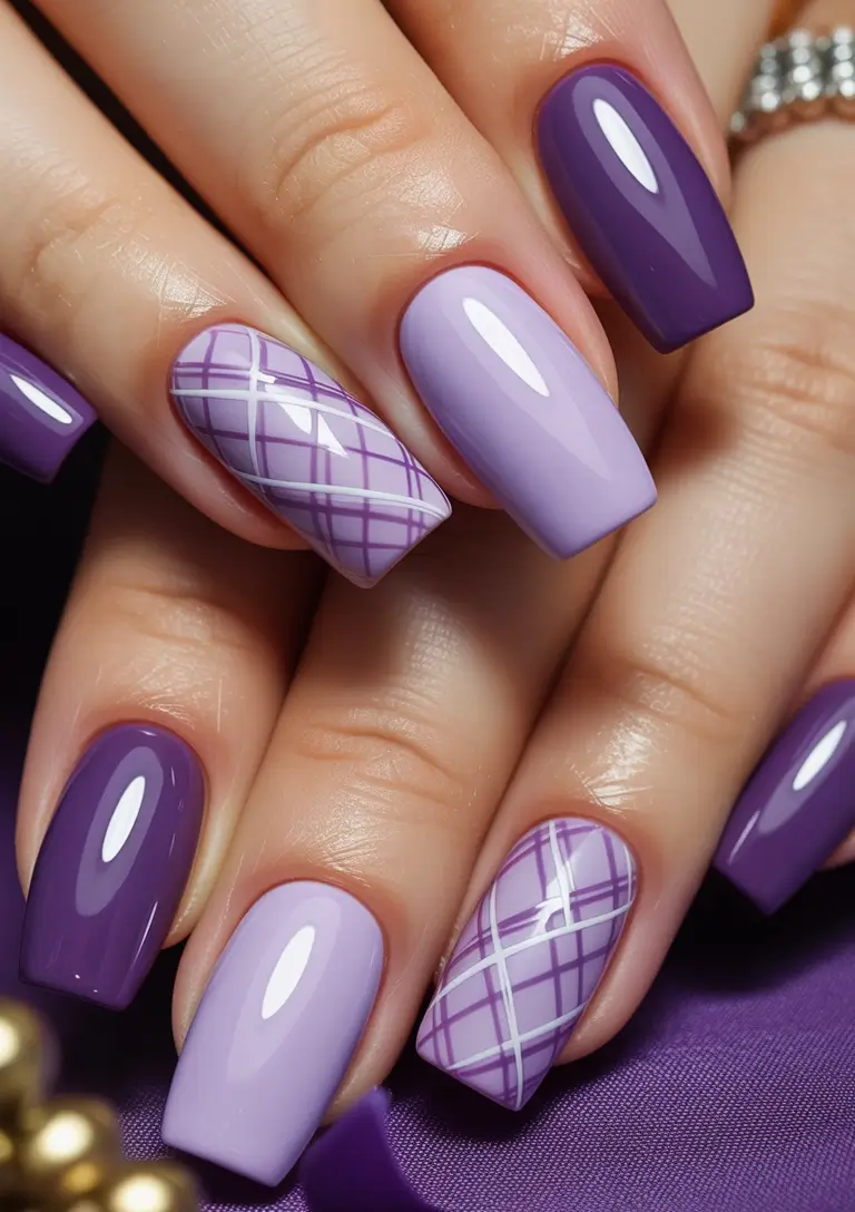 Purple Summer Nails You’ll Love in 2025 Chic Plaid Lavender Layers